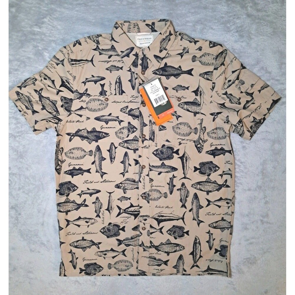 Field & Stream Fish Button Up Fishing Shirt Lightweight Moisture Wick Mens Small